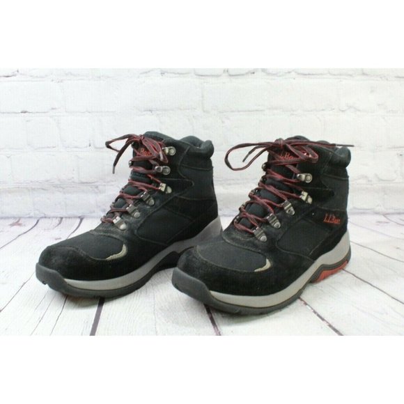 LL Bean Black Suede Mesh High Top Mountain Classic Hikers Boots Size 9 M - Picture 2 of 9